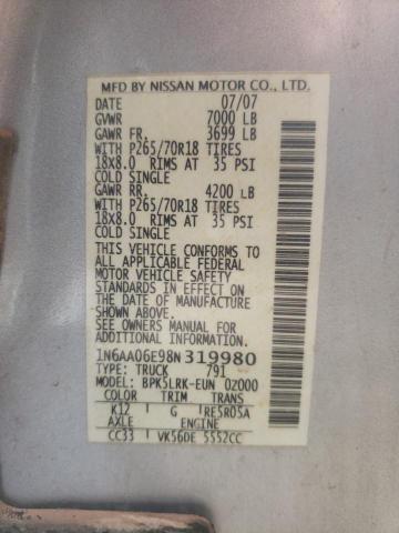 Photo 10 from auction – 2008 NISSAN TITAN XE with VIN 1N6AA06E98N319980