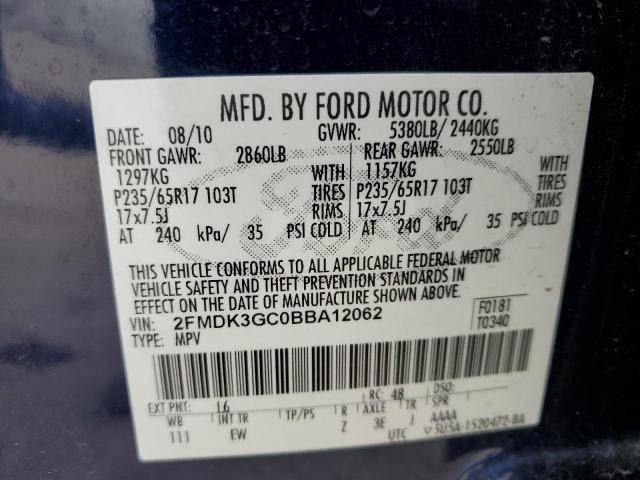 Photo 10 from auction – 2011 FORD EDGE SE with VIN 2FMDK3GC0BBA12062