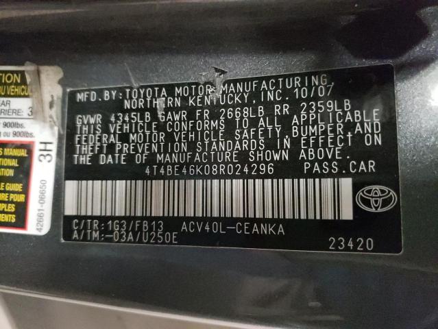 Photo 10 from auction – 2008 TOYOTA CAMRY CE with VIN 4T4BE46K08R024296
