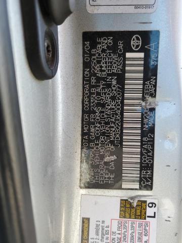 Photo 10 from auction – 2004 TOYOTA PRIUS with VIN JTDKB22U640042077
