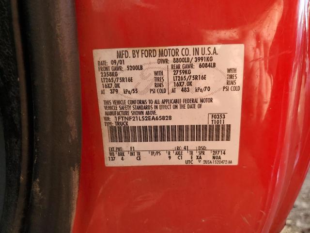 Photo 10 from auction – 2002 FORD F-150 with VIN 1FTNF21L52EA65828