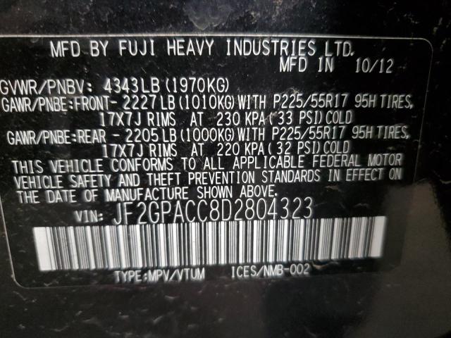Photo 10 from auction – 2013 SUBARU XV CROSSTR with VIN JF2GPACC8D2804323