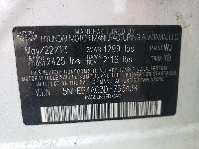 Photo 10 from auction – 2013 HYUNDAI SONATA GLS with VIN 5NPEB4AC3DH753434