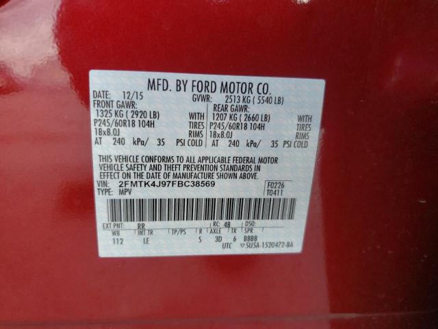 Photo 10 from auction – 2015 FORD EDGE SEL with VIN 2FMTK4J97FBC38569