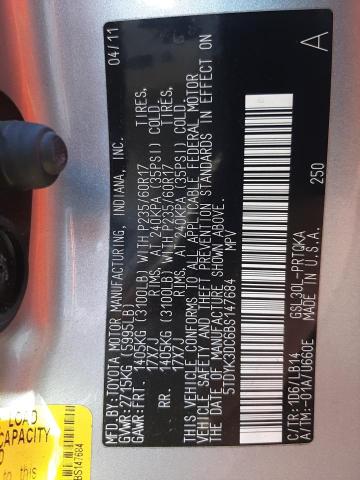 Photo 10 from auction – 2011 TOYOTA SIENNA XLE with VIN 5TDYK3DC6BS147684