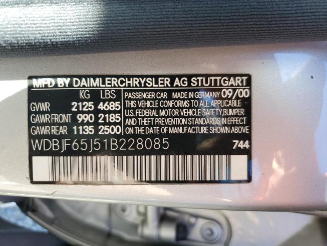 Zdjęcie 10 z aukcji – 2001 MERCEDES-BENZ E 320 z VIN WDBJF65J51B228085