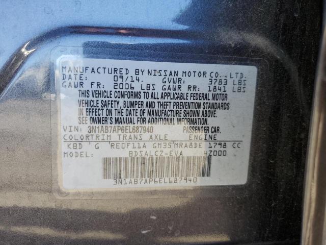Photo 10 from auction – 2014 NISSAN SENTRA S with VIN 3N1AB7AP6EL687940