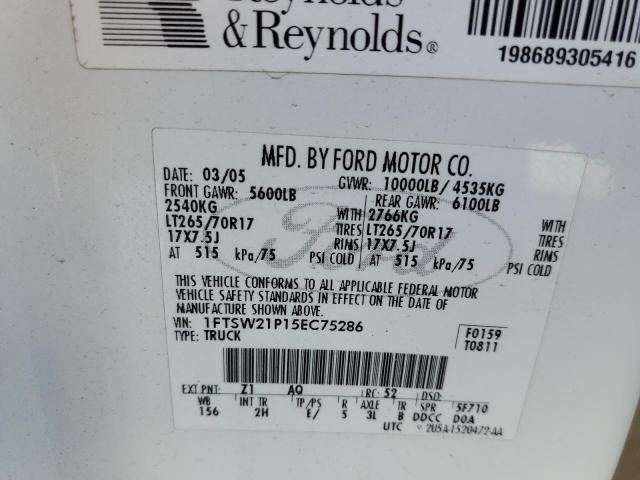 Photo 10 from auction – 2005 FORD F250 SUPER with VIN 1FTSW21P15EC75286