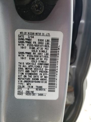 Photo 10 from auction – 2004 NISSAN PATHFINDER with VIN JN8DR09Y64W916138