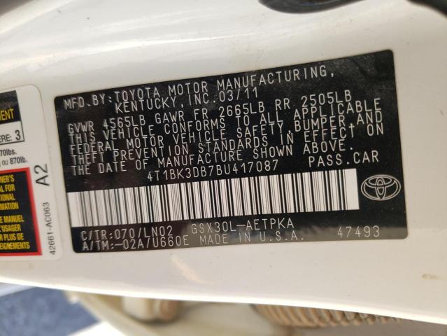 Photo 10 from auction – 2011 TOYOTA AVALON BAS with VIN 4T1BK3DB7BU417087