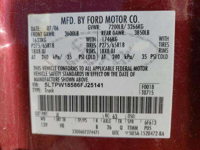 صورة رقم 10 من المزاد - 2006 LINCOLN MARK LT مع VIN 5LTPW18586FJ25141