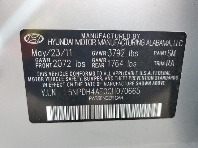 Photo 10 from auction – 2012 HYUNDAI ELANTRA GL with VIN 5NPDH4AE0CH070665