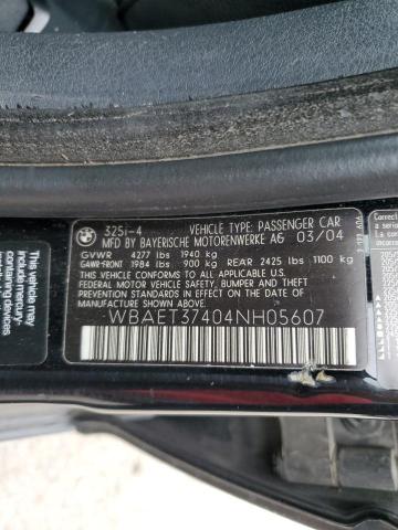 Photo 10 from auction – 2004 BMW 325 I with VIN WBAET37404NH05607