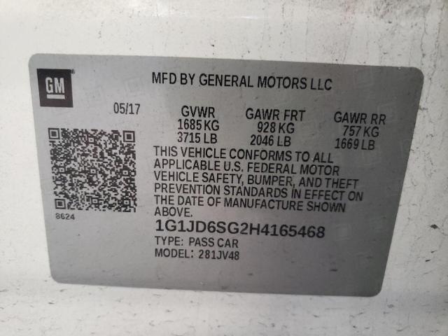 Photo 10 from auction – 2017 CHEVROLET SONIC LT with VIN 1G1JD6SG2H4165468