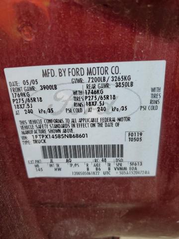 Photo 10 from auction – 2005 FORD F150 with VIN 1FTPX14585NB68601