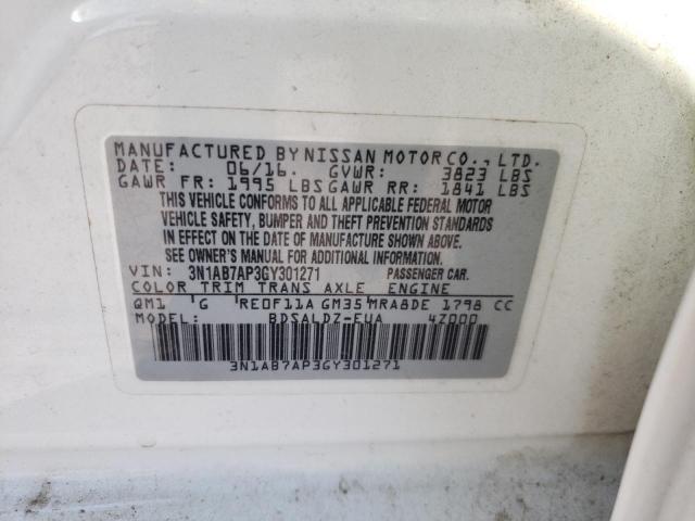 Photo 10 from auction – 2016 NISSAN SENTRA S with VIN 3N1AB7AP3GY301271