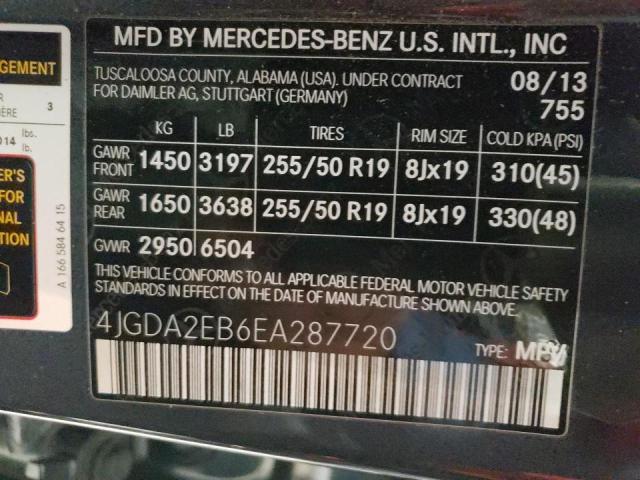 Photo 10 from auction – 2014 MERCEDES-BENZ ML 350 BLU with VIN 4JGDA2EB6EA287720