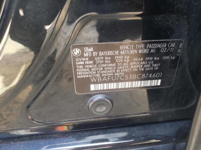 Photo 10 from auction – 2011 BMW 535 XI with VIN WBAFU7C53BC874601