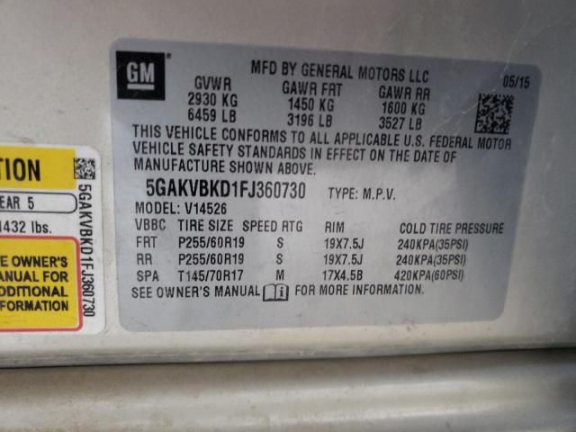 Photo 10 from auction – 2015 BUICK ENCLAVE with VIN 5GAKVBKD1FJ360730