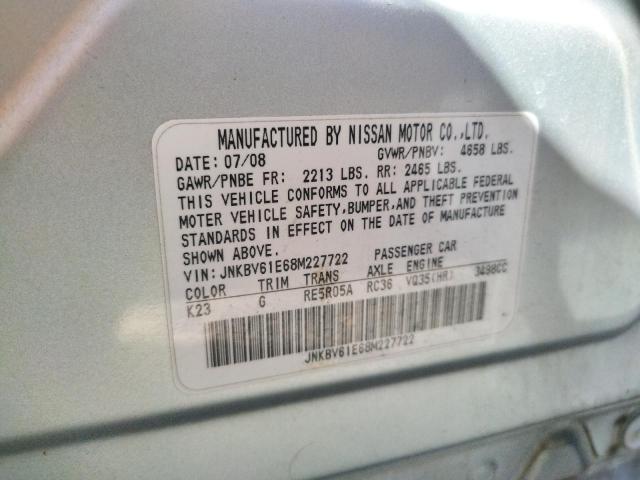 Photo 10 from auction – 2008 INFINITI G35 with VIN JNKBV61E68M227722