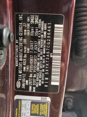 Photo 10 from auction – 2012 KIA SORENTO BA with VIN 5XYKT3A67CG296461
