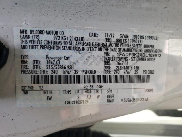 Photo 10 from auction – 2013 FORD FOCUS SE with VIN 1FADP3K2XDL189912