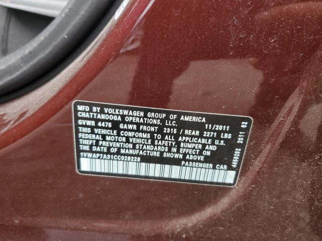 Photo 10 from auction – 2012 VOLKSWAGEN PASSAT S with VIN 1VWAP7A31CC028228