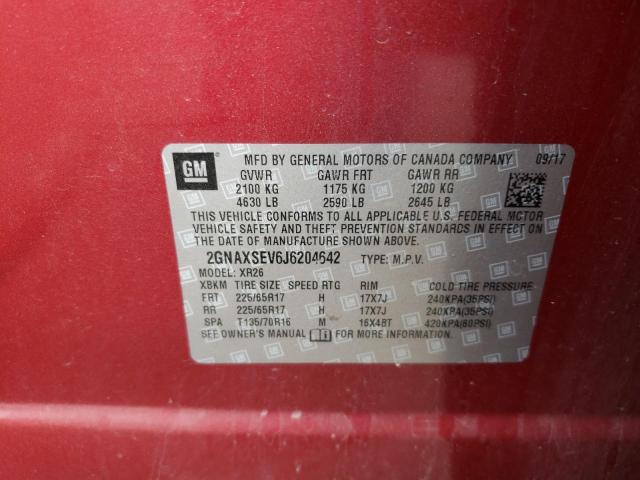Photo 10 from auction – 2018 CHEVROLET EQUINOX LT with VIN 2GNAXSEV6J6204642