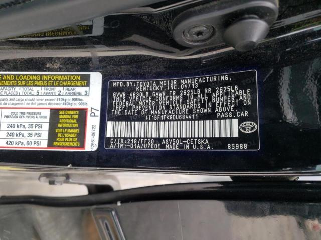 Photo 10 from auction – 2013 TOYOTA CAMRY L with VIN 4T1BF1FK8DU684411