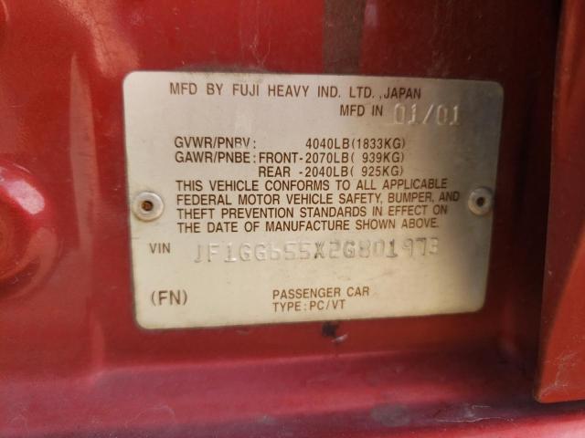 Photo 10 from auction – 2002 SUBARU IMPREZA TS with VIN JF1GG655X2G801973