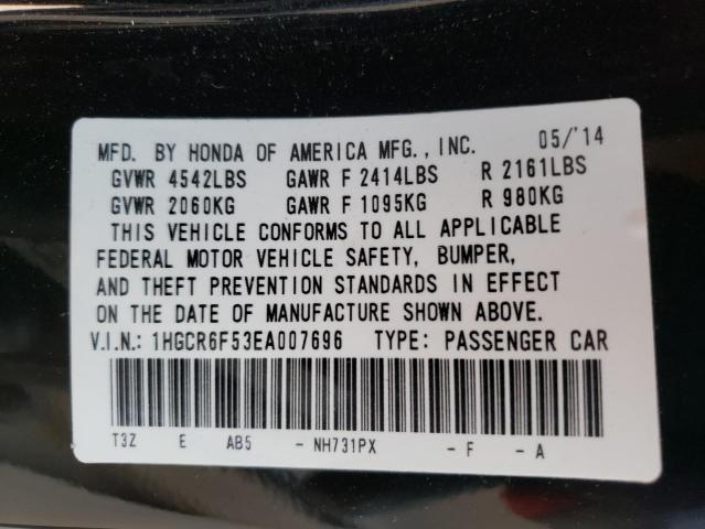 Photo 10 from auction – 2014 HONDA ACCORD HYB with VIN 1HGCR6F53EA007696