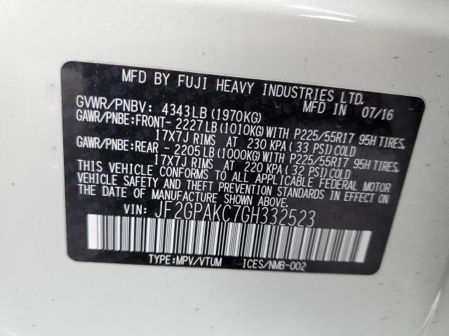 Фото 10 с аукциона – 2016 SUBARU CROSSTREK с VIN JF2GPAKC7GH332523