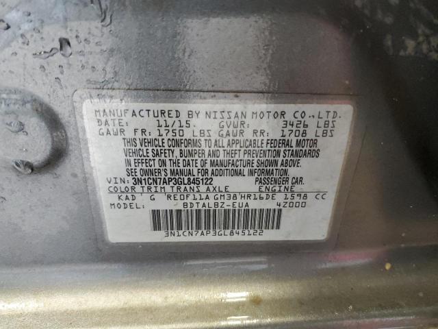 Photo 10 from auction – 2016 NISSAN VERSA S with VIN 3N1CN7AP3GL845122