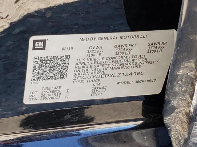 Photo 10 from auction – 2020 CHEVROLET SILVERADO with VIN 1GCUYDED3LZ124986