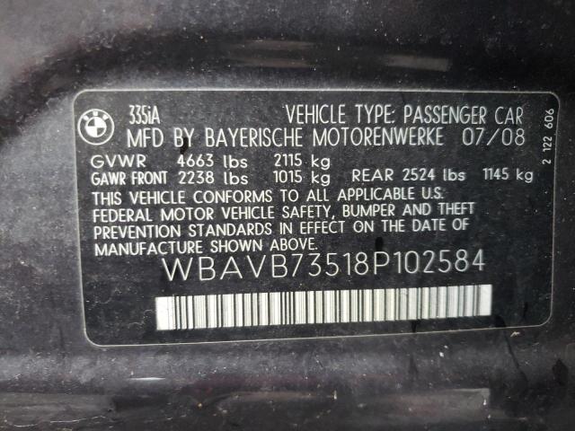 Photo 10 from auction – 2008 BMW 335 I with VIN WBAVB73518P102584