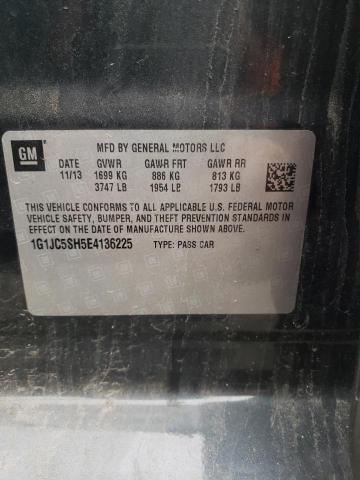 Photo 10 from auction – 2014 CHEVROLET SONIC LT with VIN 1G1JC5SH5E4136225
