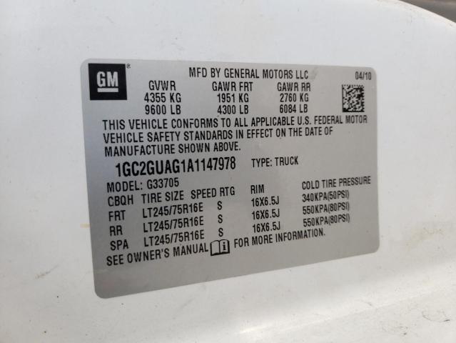 Photo 10 from auction – 2010 CHEVROLET EXPRESS G3 with VIN 1GC2GUAG1A1147978