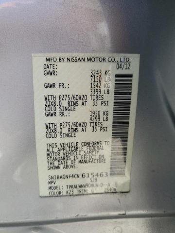 Photo 10 from auction – 2012 NISSAN ARMADA SV with VIN 5N1BA0NF4CN615463
