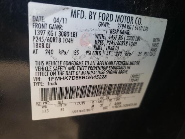 Photo 10 from auction – 2011 FORD EXPLORER X with VIN 1FMHK7D86BGA45228