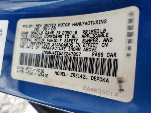 Photo 10 from auction – 2010 TOYOTA COROLLA BA with VIN 1NXBU4EE9AZ247807