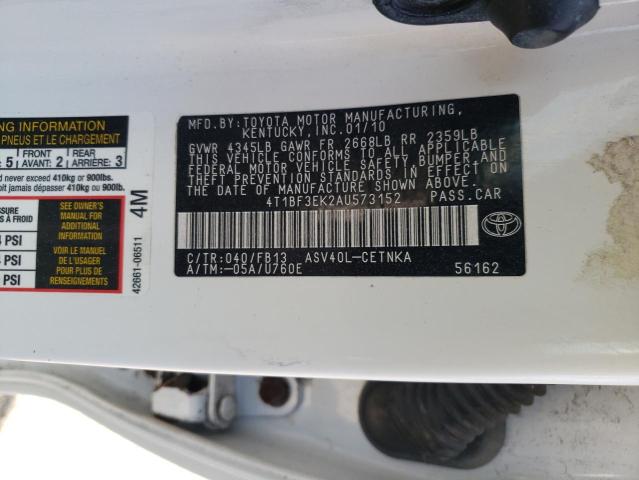 Photo 10 from auction – 2010 TOYOTA CAMRY BASE with VIN 4T1BF3EK2AU573152