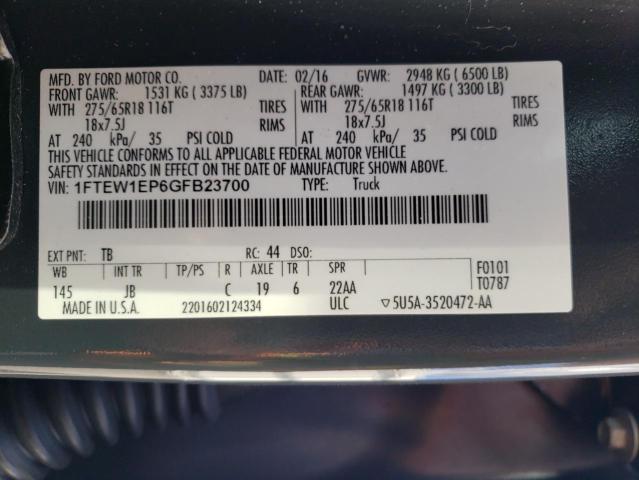 Photo 10 from auction – 2016 FORD F150 SUPER with VIN 1FTEW1EP6GFB23700