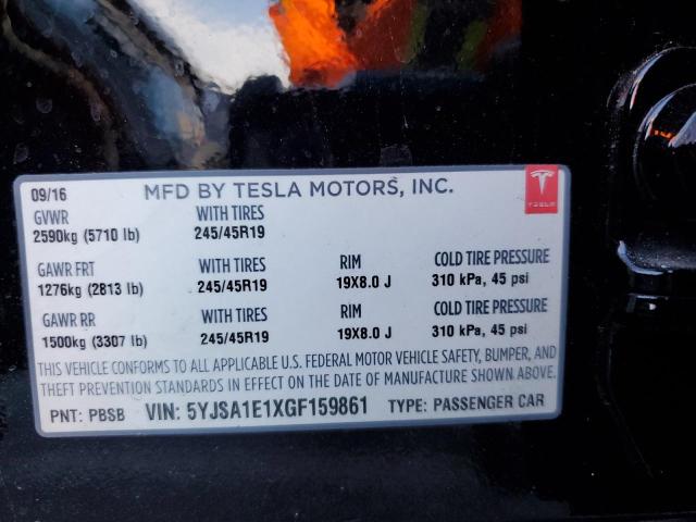 Photo 10 from auction – 2016 TESLA MODEL S with VIN 5YJSA1E1XGF159861