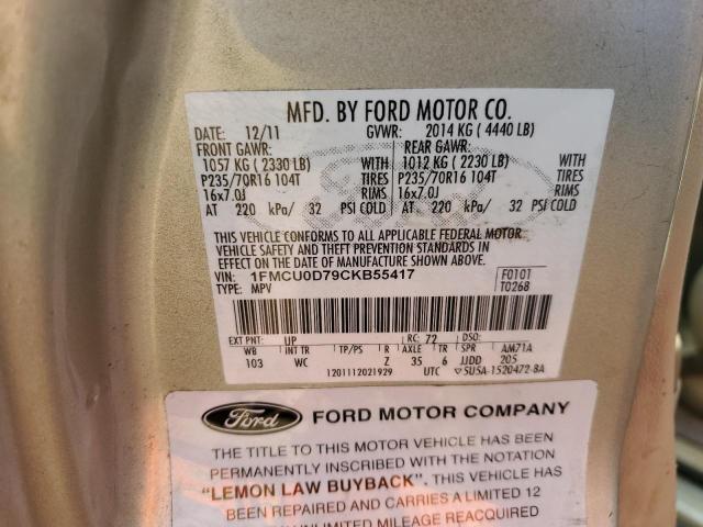 Photo 10 from auction – 2012 FORD ESCAPE XLT with VIN 1FMCU0D79CKB55417