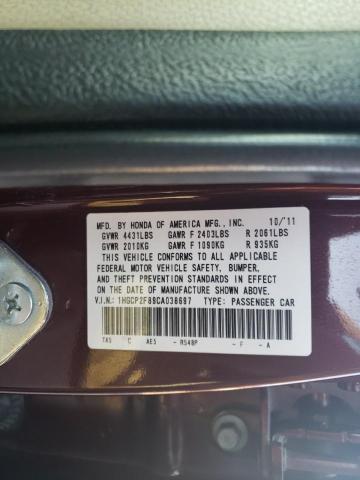 Photo 10 from auction – 2012 HONDA ACCORD EXL with VIN 1HGCP2F89CA038697