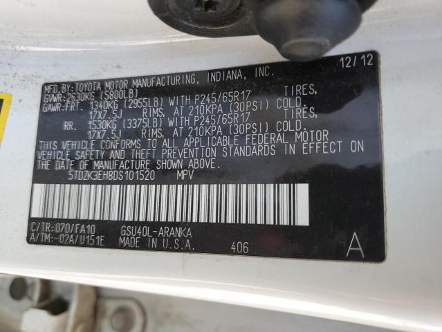 Photo 10 from auction – 2013 TOYOTA HIGHLANDER with VIN 5TDZK3EH8DS101520