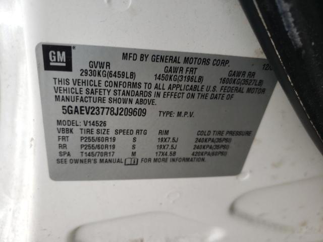 Photo 10 from auction – 2008 BUICK ENCLAVE CX with VIN 5GAEV23778J209609