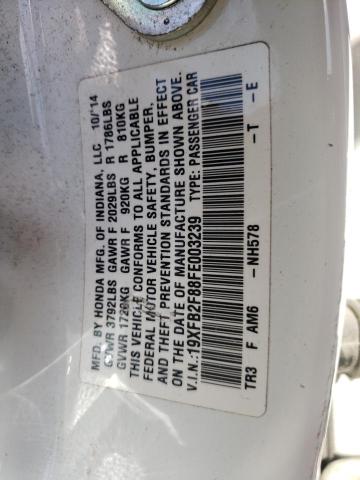 Photo 10 from auction – 2015 HONDA CIVIC EX with VIN 19XFB2F88FE003239
