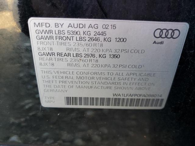 Photo 10 from auction – 2015 AUDI Q5 PREMIUM with VIN WA1LFAFP0FA098014