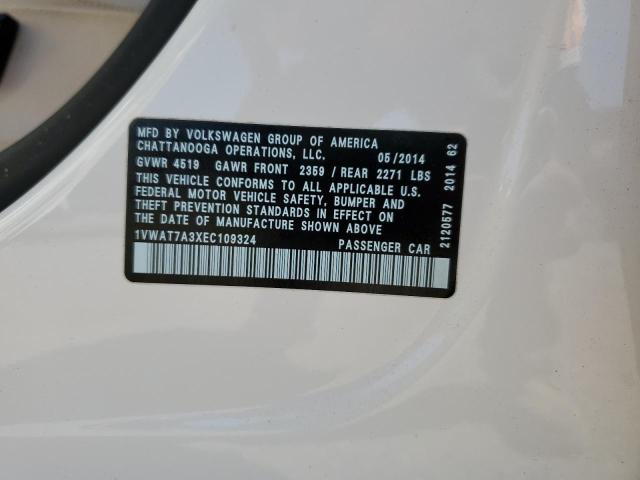 Photo 10 from auction – 2014 VOLKSWAGEN PASSAT S with VIN 1VWAT7A3XEC109324